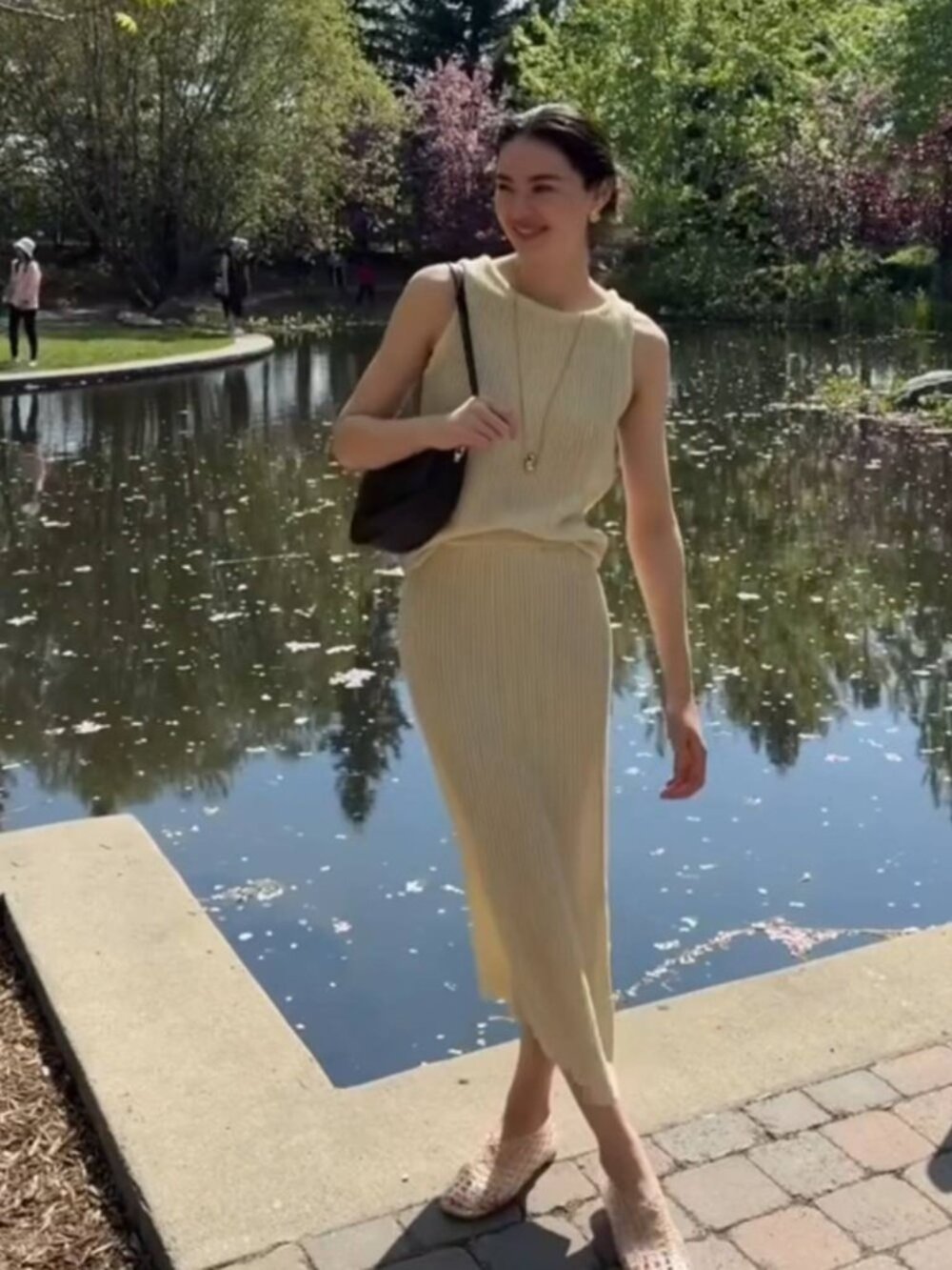 Joe Fresh Crochet Knitted Beige Maxi Skirt
